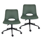 2 Set Office Desk Chair - PU Leather Home Swivel Chair Cut-Out Seat HALO GREEN