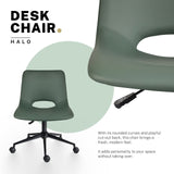 2 Set Office Desk Chair - PU Leather Home Swivel Chair Cut-Out Seat HALO GREEN - Side View