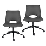 2 Set Office Desk Chair - PU Leather Home Swivel Chair Cut-Out Seat HALO GREY