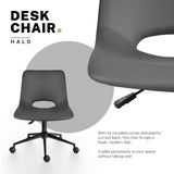 2 Set Office Desk Chair - PU Leather Home Swivel Chair Cut-Out Seat HALO GREY - Side View