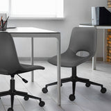2 Set Office Desk Chair - PU Leather Home Swivel Chair Cut-Out Seat HALO GREY - Top-Down View