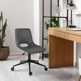 2 Set Office Desk Chair - PU Leather Home Swivel Chair Cut-Out Seat HALO GREY - Extra Image