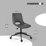 2 Set Office Desk Chair - PU Leather Home Swivel Chair Cut-Out Seat HALO GREY - Extra Image