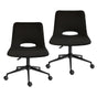2 Set Office Desk Chair - Loop Yarn Fabric Home Swivel Chair Cut-Out Seat HALO BLACK