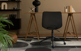 2 Set Office Desk Chair - Loop Yarn Fabric Home Swivel Chair Cut-Out Seat HALO BLACK - Front View