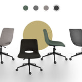 2 Set Office Desk Chair - Loop Yarn Fabric Home Swivel Chair Cut-Out Seat HALO BLACK - Top-Down View