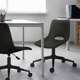 2 Set Office Desk Chair - Loop Yarn Fabric Home Swivel Chair Cut-Out Seat HALO BLACK - Rear View