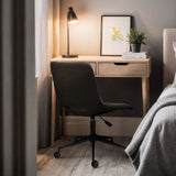 2 Set Office Desk Chair - Loop Yarn Fabric Home Swivel Chair Cut-Out Seat HALO BLACK - Low Angle