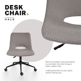 2 Set Office Desk Chair - Loop Yarn Fabric Home Swivel Chair Cut-Out Seat HALO GREY - Side View