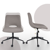 2 Set Office Desk Chair - Loop Yarn Fabric Home Swivel Chair Cut-Out Seat HALO GREY - Rear View