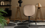 Office Desk Chair - Velvet Armless Swivel Study Seat OVOID PALE KHAKI - Front View