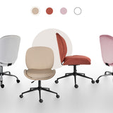 Office Desk Chair - Velvet Armless Swivel Study Seat OVOID PALE KHAKI - Top-Down View