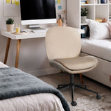 Office Desk Chair - Velvet Armless Swivel Study Seat OVOID PALE KHAKI - 45-Degree Angle