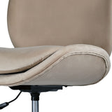 Office Desk Chair - Velvet Armless Swivel Study Seat OVOID PALE KHAKI - Extra Image