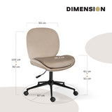 Office Desk Chair - Velvet Armless Swivel Study Seat OVOID PALE KHAKI - Extra Image