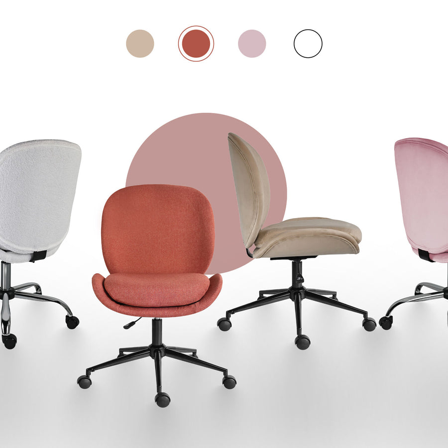 Office Desk Chair - Linen Fabric Armless Swivel Study Seat OVOID EARTHY RED