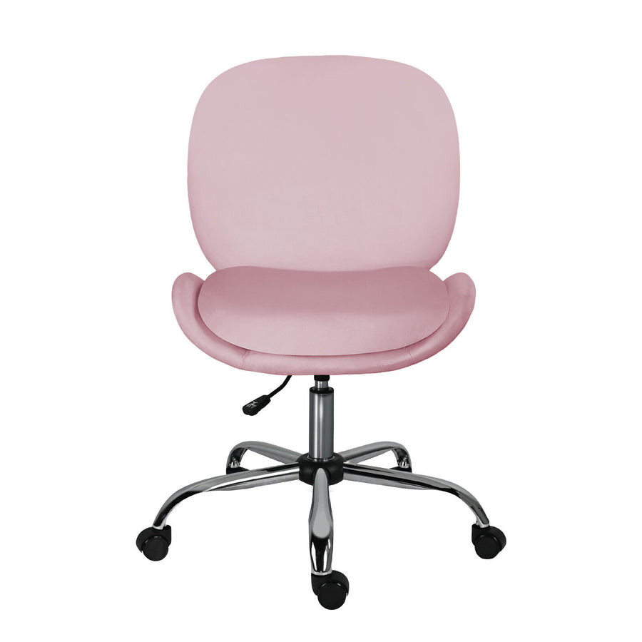 Office Desk Chair - Velvet Armless Swivel Study Seat OVOID PINK