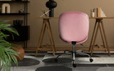 Office Desk Chair - Velvet Armless Swivel Study Seat OVOID PINK - Front View