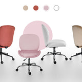 Office Desk Chair - Velvet Armless Swivel Study Seat OVOID PINK - Top-Down View