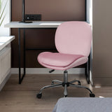Office Desk Chair - Velvet Armless Swivel Study Seat OVOID PINK - Extra Image