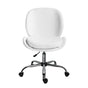 Office Desk Chair - Teddy Boucle Armless Swivel Study Seat OVOID WHITE
