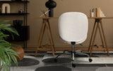 Office Desk Chair - Teddy Boucle Armless Swivel Study Seat OVOID WHITE - Front View
