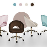 Office Desk Chair - Velvet Home Office Swivel Computer Seat COVE BROWN - Rear View