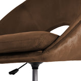 Office Desk Chair - Velvet Home Office Swivel Computer Seat COVE BROWN - Low Angle