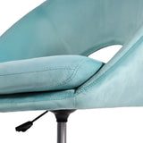 Office Desk Chair - Velvet Home Office Swivel Computer Seat COVE BLUE - Low Angle