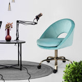 Office Desk Chair - Velvet Home Office Swivel Computer Seat COVE BLUE - Extra Image