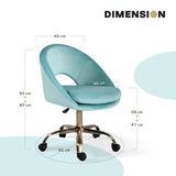 Office Desk Chair - Velvet Home Office Swivel Computer Seat COVE BLUE - Extra Image