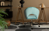 Office Desk Chair - Velvet Home Office Swivel Computer Seat COVE BLUE - Front View
