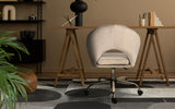 Office Desk Chair - Velvet Home Office Swivel Computer Seat COVE CREAM - Front View