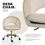 Office Desk Chair - Velvet Home Office Swivel Computer Seat COVE CREAM - Side View