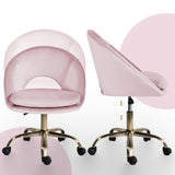 Office Desk Chair - Velvet Home Office Swivel Computer Seat COVE PINK