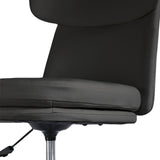 Office Desk Chair - PU Leather Home Office Swivel Chair Computer Seat BLACK - Low Angle