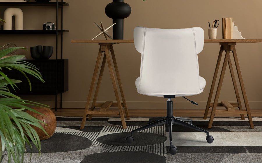 Office Desk Chair - PU Leather Home Office Swivel Chair Computer Seat WHITE