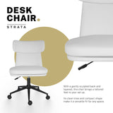 Office Desk Chair - PU Leather Home Office Swivel Chair Computer Seat WHITE - Side View