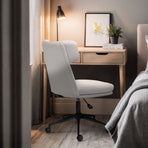 Office Desk Chair - PU Leather Home Office Swivel Chair Computer Seat WHITE