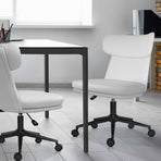 Office Desk Chair - PU Leather Home Office Swivel Chair Computer Seat WHITE
