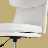 Office Desk Chair - PU Leather Home Office Swivel Chair Computer Seat WHITE - Close-Up Angle