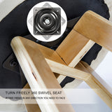 2X Wood Bar Stool Dining Chair Fabric LEILA 72cm BEIGE - Close-Up Angle