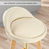 2X Wood Bar Stool Dining Chair Fabric LEILA 72cm BEIGE - Low Angle