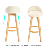 4X Wooden Bar Stool Dining Chair Fabric LEILA 72cm BEIGE - Side View