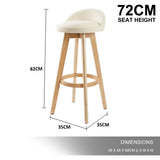 4X Wooden Bar Stool Dining Chair Fabric LEILA 72cm BEIGE - Extra Image
