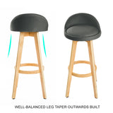2X Wooden Bar Stool Dining Chair Fabric LEILA 72cm GREY - Top-Down View
