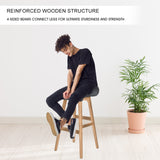 4X Wooden Bar Stool Dining Chair Fabric SOPHIA 74cm GREY - Close-Up Angle