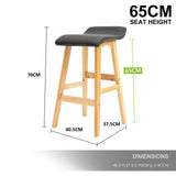 2X Wooden Bar Stool Dining Chair Leather DARA 65cm BLACK - Extra Image
