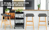 4X Wooden Bar Stool Dining Chair Leather DARA 65cm BLACK - Side View
