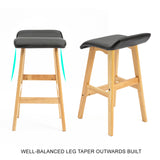 4X Wooden Bar Stool Dining Chair Leather DARA 65cm BLACK - Top-Down View